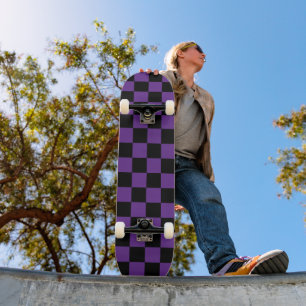 Skate Estampa Xadrez Preto e Roxo