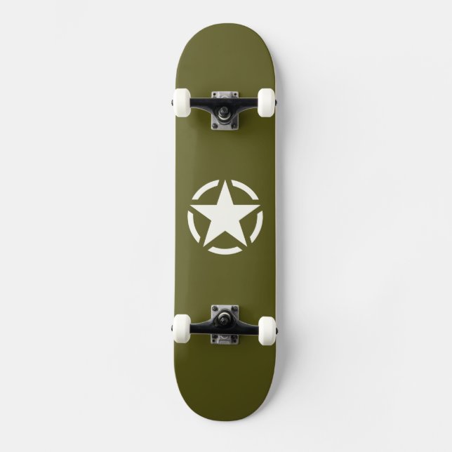 Skate Estêncil estrelado em Khaki Verde (Frente)