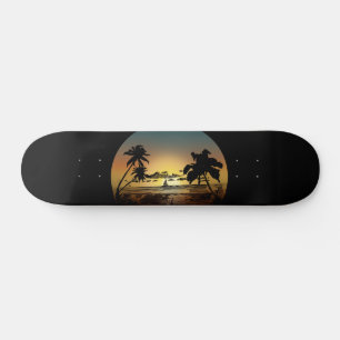 Skate Estética do pôr do sol tropical da praia da palmei