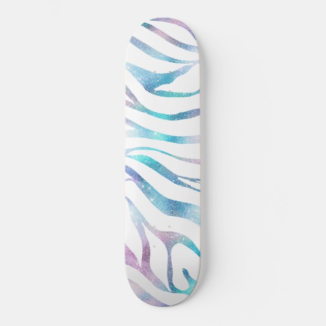 Skate Estilha Escrita em Zebra Moderna Glam Azul Roxo (Frente)