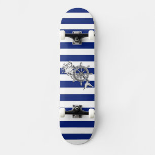 Skate Estilo Cromo Sereia em faixas náuticas