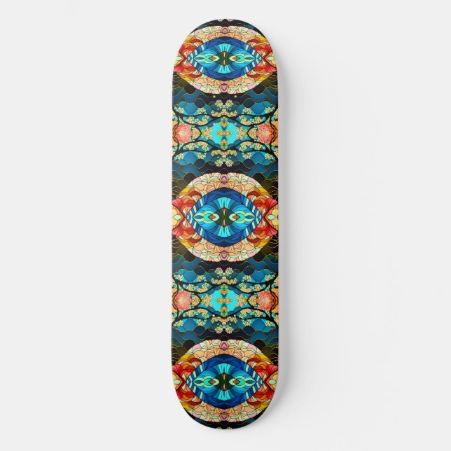 SKATE ESTILO DE ARTE JAPONÊS FLORESTA SIMÉTRICA (Frente)