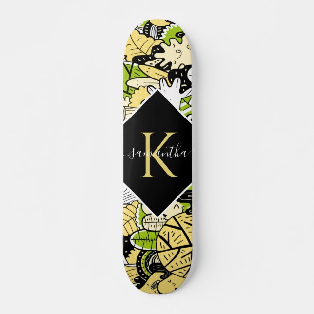 Skate Estilo de Cartoon da Floresta Kawaii Tropical Nome (Frente)