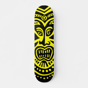 Skate Estilo de Máscara Tiki - Preto em Amarelo