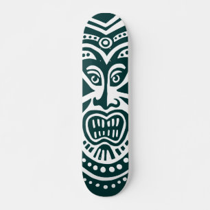 Skate Estilo de máscara Tiki - Verde escuro sobre madei