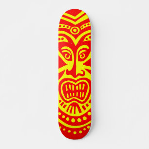 Skate Estilo de Máscara Tiki - Vermelho em Amarelo (Retr
