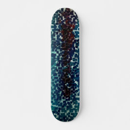 Skate Estilo de mosaico azul neon sobre vidro martelado 