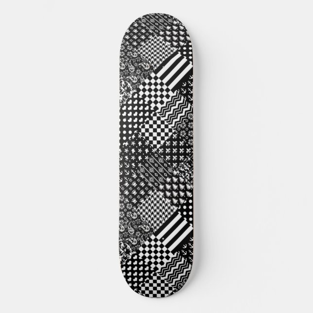 Skate Estilo de Padrão Misto Preto Minimalista (Frente)