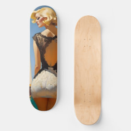 Skate Estilo de Pin Loura Rapariga na Lingerie Vintage L