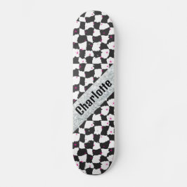 Skate Estilo de Quadro de Verificação Único Branco Preto