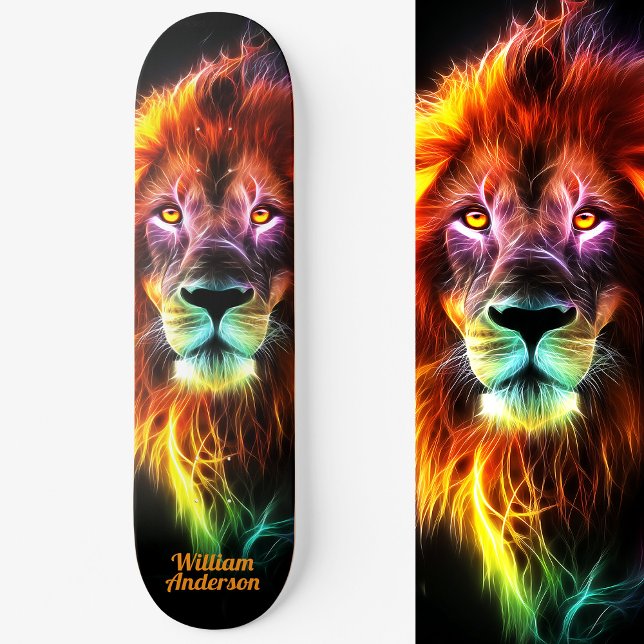 Skate Estilo Legal de Brilho do Leão Fiery (Fiery Lion Glowing Cool Style Skateboard)