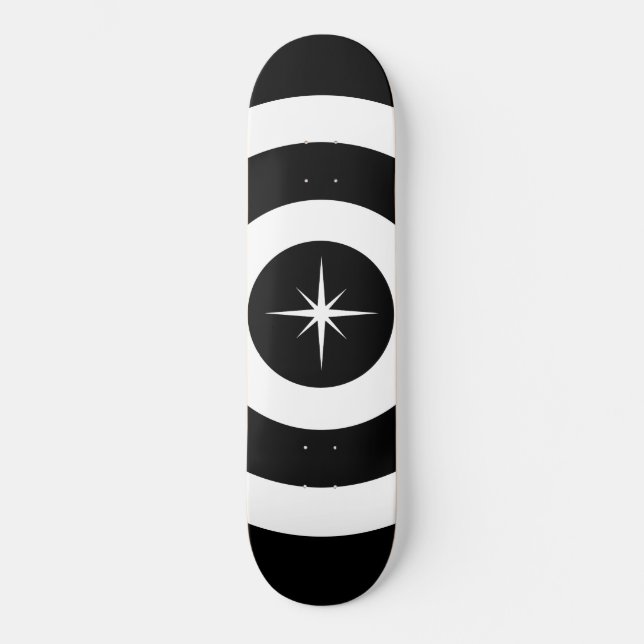 Skate Estrela e ondas em preto e branco (Frente)