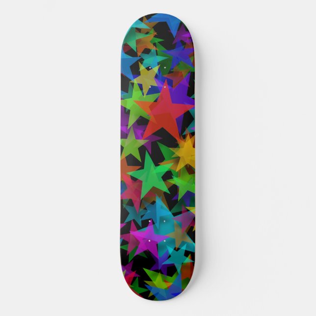 Skate Estrelas Coloridas Arco-Íris Descoladas (Frente)