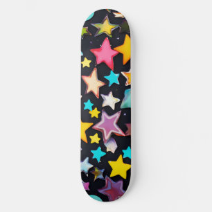 Skate Estrelas Coloridas Bordo-de-Pé brilhante