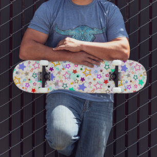 Skate Estrelas Coloridas Brancas