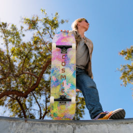 Skate Estrelas Cósmicas em uma galáxia de tons rosa azul