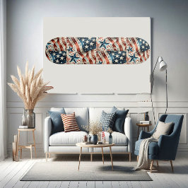 Skate Estrelas e Stripes Bandeira Americana Red White Di