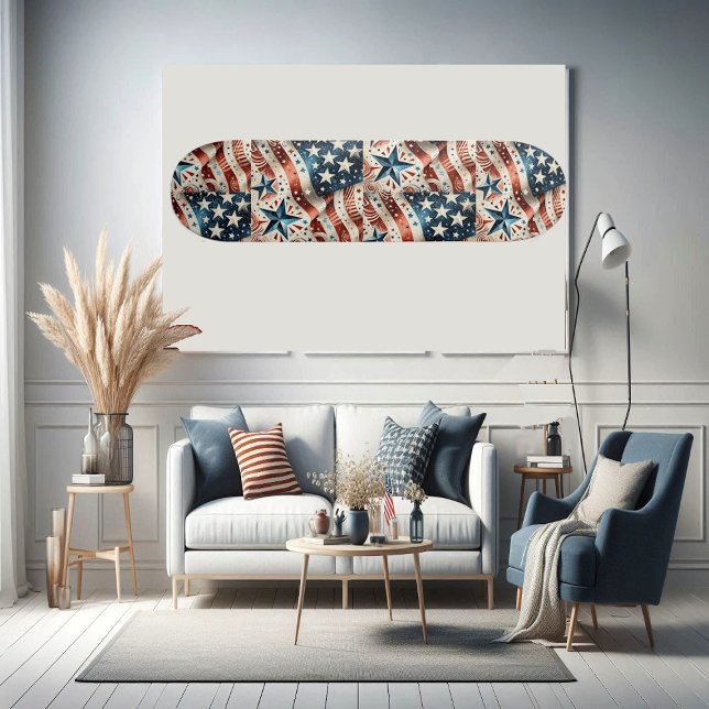 Skate Estrelas e Stripes Bandeira Americana Red White Di (Stars and Stripes American Flag Red White Blue Fun Skateboard)