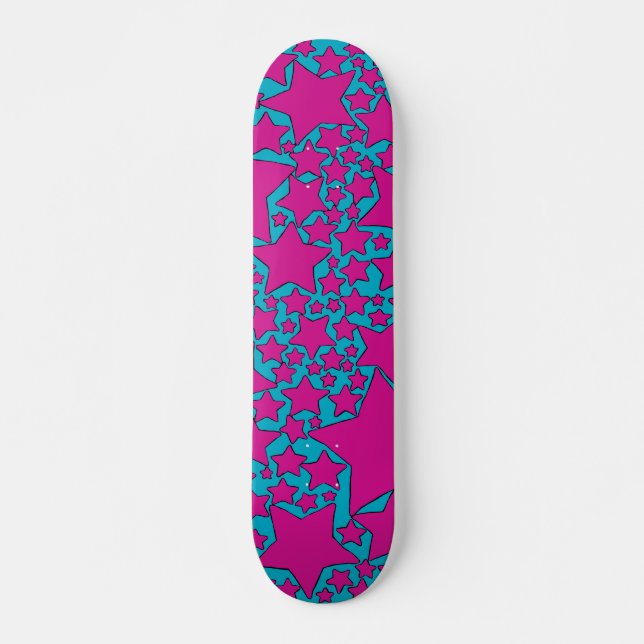 Skate Estrelas, Estrelas, Estrelas em Turquesa e Rosa Vi (Frente)