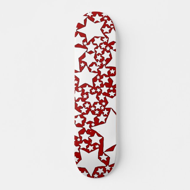 Skate Estrelas, Estrelas, Estrelas em Vermelho e Branco (Frente)