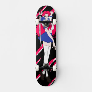 Skate Estudante Pink de Animes do Japão Atirada