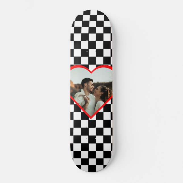 Skate Eu adoro o meu namorada Romântico Branco e Negro S (Frente)