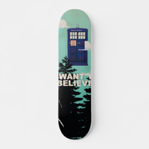 Skate Eu quero acreditar a caixa de polícia do vintage