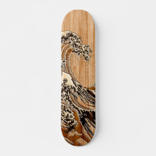 Skate Excelente Hokusai Wave Bamboo Wood Style