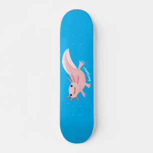 Skate Exolotl branco rosa feliz