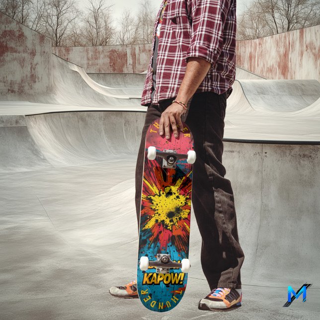Skate Explosão de Quadrinhos Pop Art - Ousado 'Boom!' &  (Criador carregado)