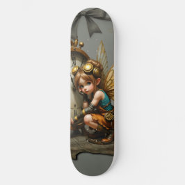 Skate Fada Steampunk com Asas de Ouro e Relógio Antiquad