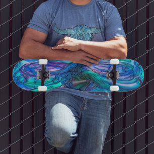 Skate Fantasia Azul Aquarela