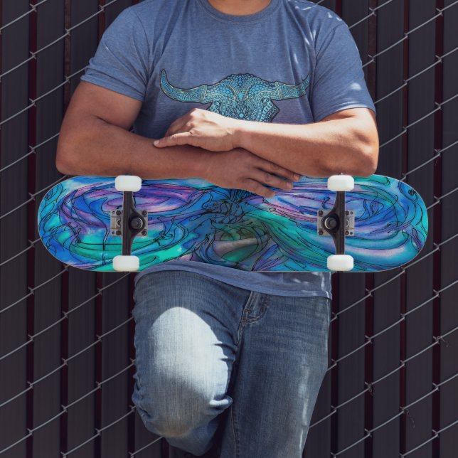 Skate Fantasia Azul Aquarela (Ao ar livre 3)