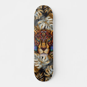 Skate Fantasia Boho Cabeça de Tigre da Selva Mídia Mista