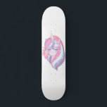 Skate Fantasia Mágica de Unicórnio Rosa Púrpura<br><div class="desc">unicórnio mágico com cabelo rosa e roxo decorado com estrelas douradas dispersas.</div>