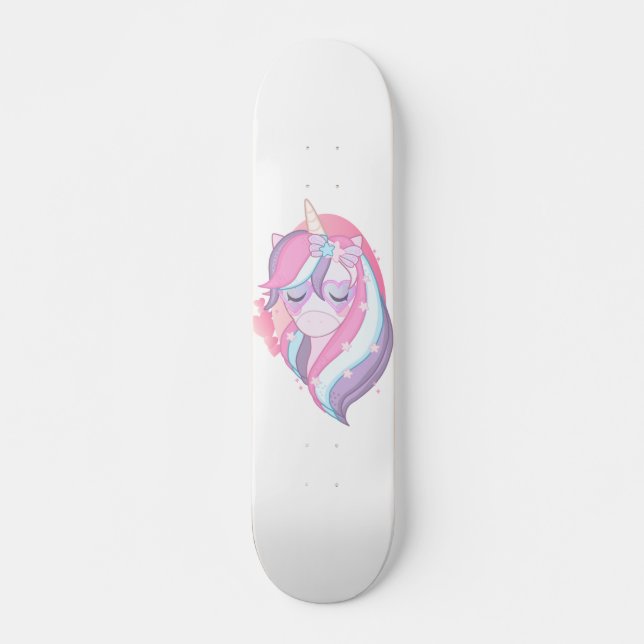Skate Fantasia Mágica de Unicórnio Rosa Púrpura (Frente)