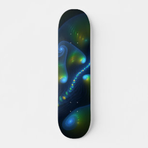 Skate Fantasy Luzes Abstrato Azul Verde Amarelo Fractal