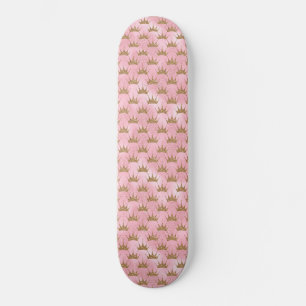 Skate Faux Glitter Pink e Dourada Sereia Crown