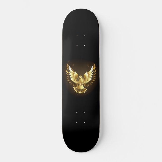 Skate Faux Gold Foil Peace Dove em Preto (Frente)