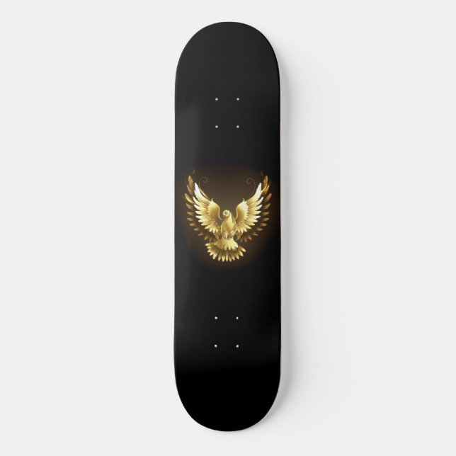 Skate Faux Gold Foil Peace Dove em Preto (Frente)