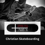 Skate Fé Na Cruz Cristã Sanguínea<br><div class="desc">Fé No Sangue. Uma das Coleções Cristãs do Skateboarder. Texto vermelho, preto e branco com cruz. Personalizável—Use a Guia "Personalizar" para alterar texto ou imagem. Painéis Religiosos.</div>