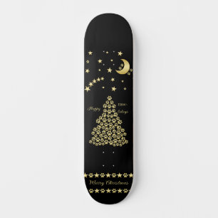 Skate Feliz Natal, Dourada e brilhante árvore de Natal