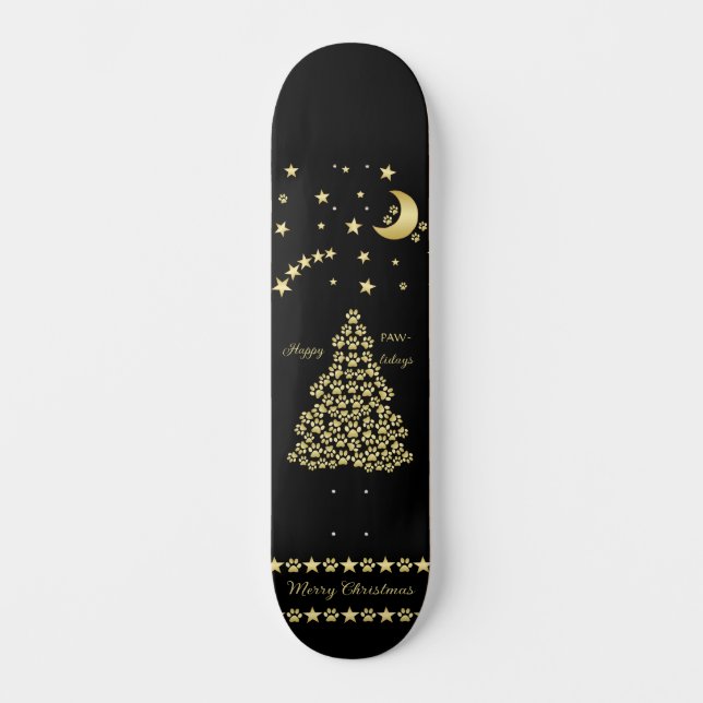Skate Feliz Natal, Dourada e brilhante árvore de Natal (Frente)
