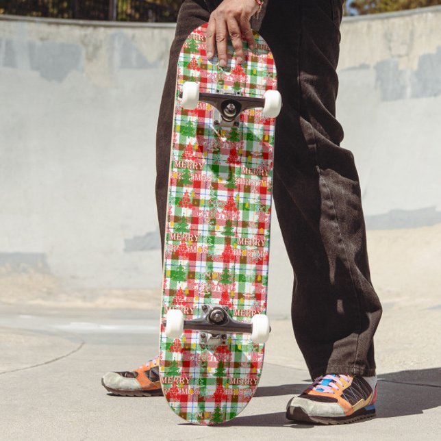 Skate Feliz Natal Xadrez Decorativa Tartan (Criador carregado)