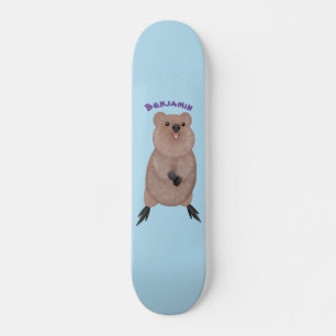 Skate Feliz sorriso, design de desenho animado de quokka