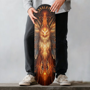 Skate Fênix Mítica com Padrões Tribais Fantasia Sombria