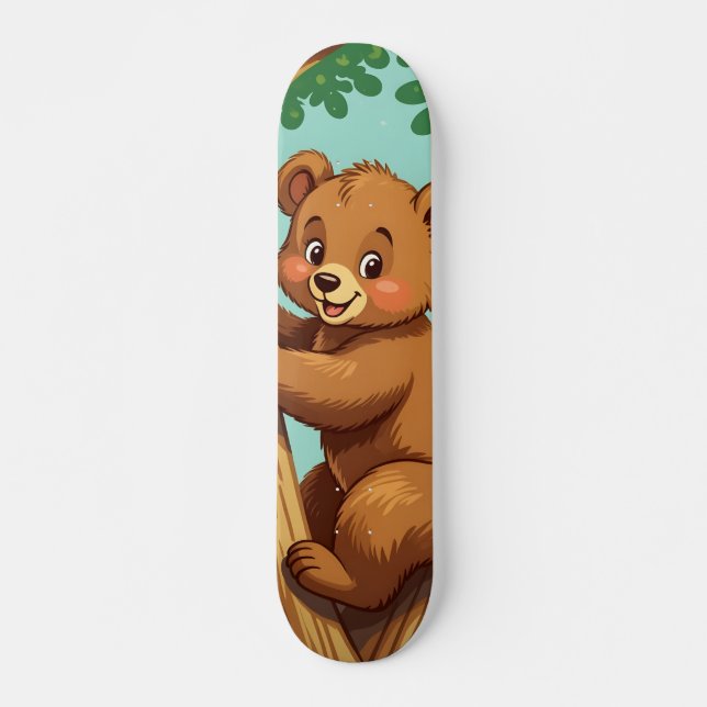 Skate Filhote de urso fofo subindo em uma árvore (Frente)