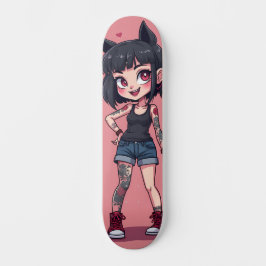 Skate Fille aux tatouages style cartoon