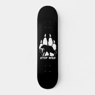 Skate Fique selvagem - silhueta de lobo e pegada