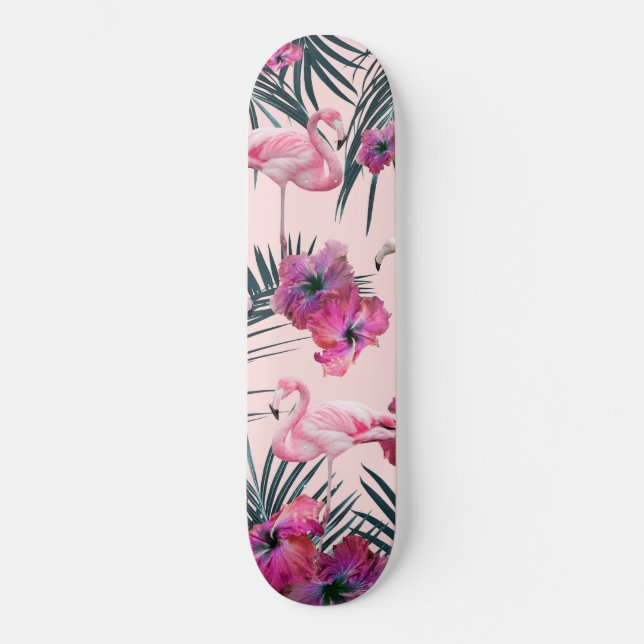 Skate Flamingo Hibiscus Jungle Siesta #2 #tropical (Frente)